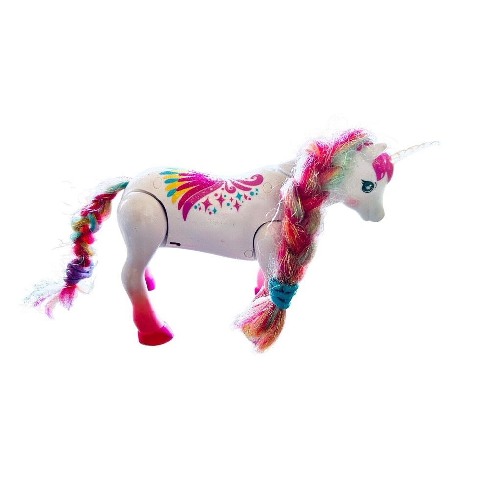 Rainbow Mane Magic Unicorn Interactive Toy White Pink Glitter Star Wing Graphics